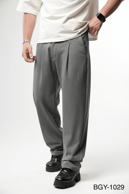 Pantalon Large Gris à Plis BGY1029 - ZG PREMIUM