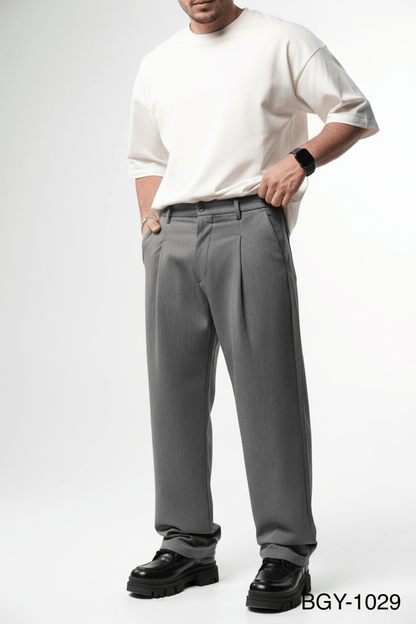 Pantalon Large Gris à Plis BGY1029 - ZG PREMIUM