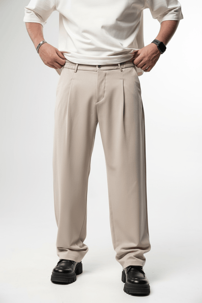 Pantalon Large beige à Plis BGY1029 - ZG PREMIUM