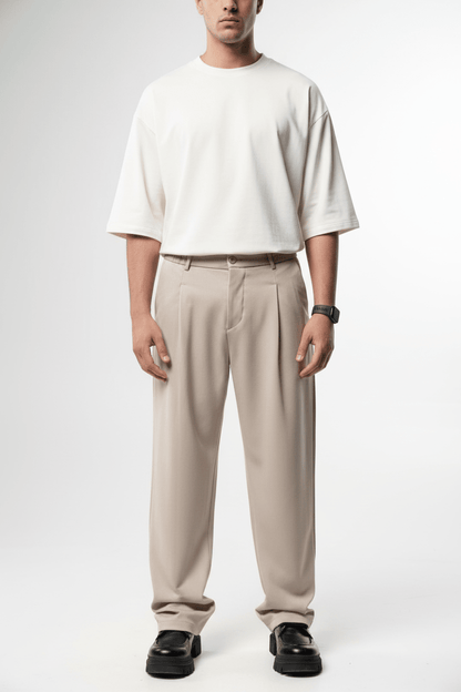 Pantalon Large beige à Plis BGY1029 - ZG PREMIUM