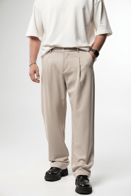 Pantalon Large beige à Plis BGY1029 - ZG PREMIUM