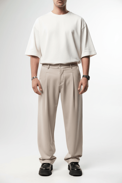Pantalon Large beige à Plis BGY1029 - ZG PREMIUM