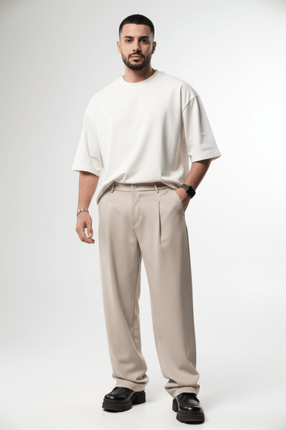Pantalon Large beige à Plis BGY1029 - ZG PREMIUM
