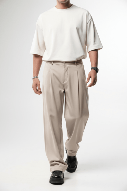 Pantalon Large beige à Plis BGY1029 - ZG PREMIUM