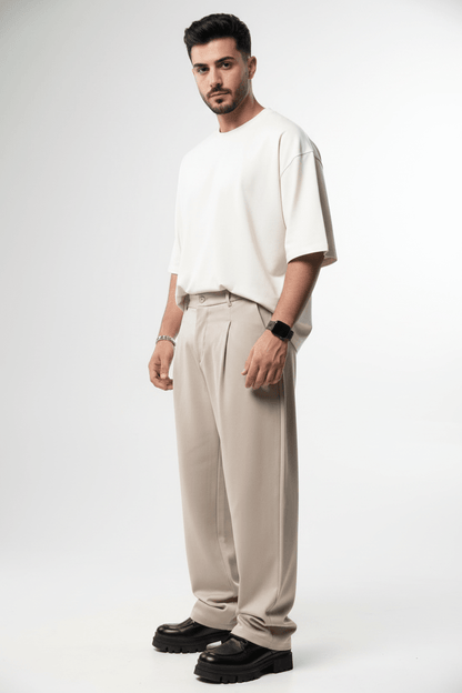 Pantalon Large beige à Plis BGY1029 - ZG PREMIUM