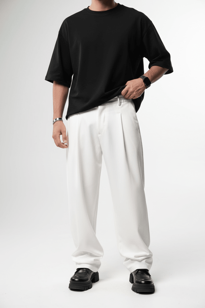 Pantalon Large blanc à Plis BGY1029 - ZG PREMIUM