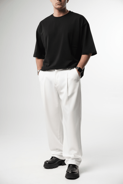 Pantalon Large blanc à Plis BGY1029 - ZG PREMIUM