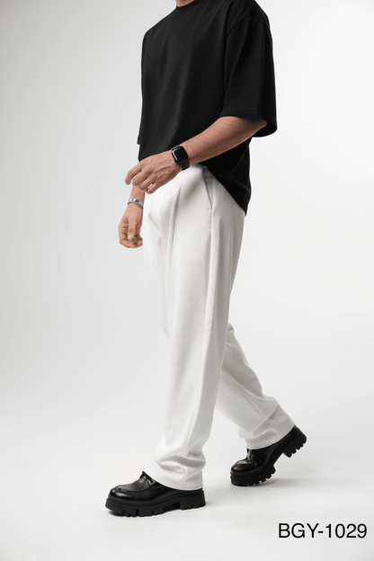 Pantalon Large blanc à Plis BGY1029 - ZG PREMIUM
