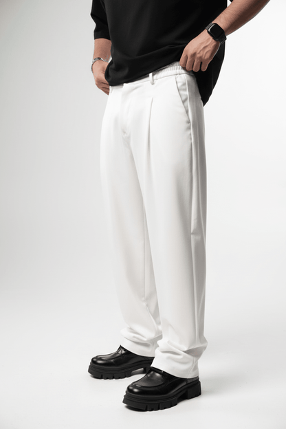 Pantalon Large blanc à Plis BGY1029 - ZG PREMIUM