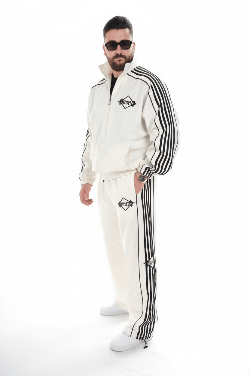 Ensemble Survêtement blanc avec Bandes Blanches HG259 - ZG PREMIUM