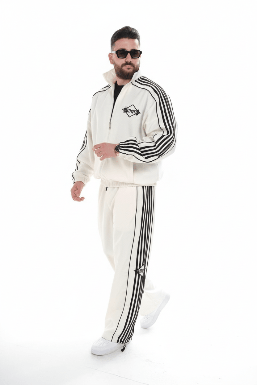 Ensemble Survêtement blanc avec Bandes Blanches HG259 - ZG PREMIUM
