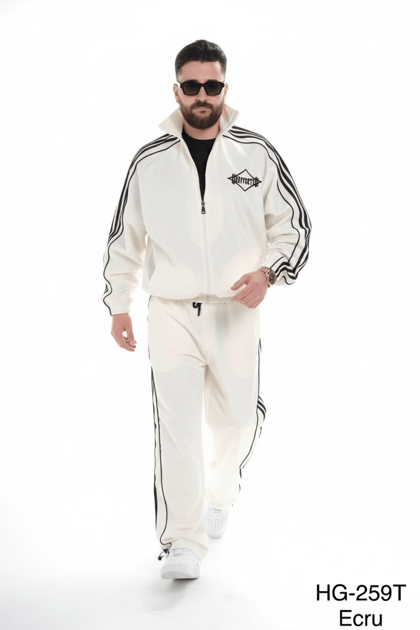 Ensemble Survêtement blanc avec Bandes Blanches HG259 - ZG PREMIUM