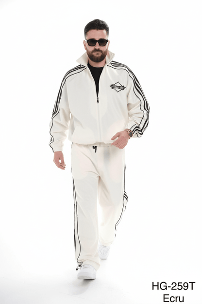 Ensemble Survêtement blanc avec Bandes Blanches HG259 - ZG PREMIUM