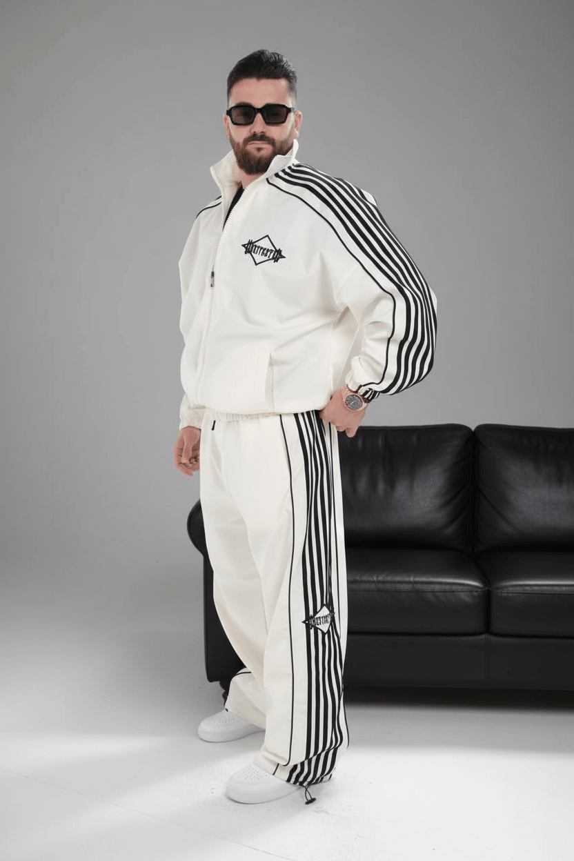 Ensemble Survêtement blanc avec Bandes Blanches HG259 - ZG PREMIUM