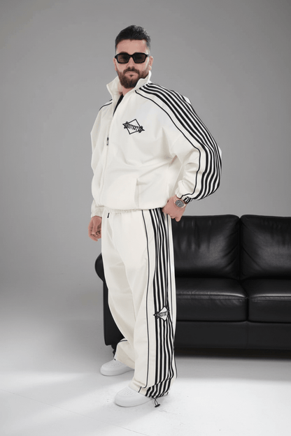 Ensemble Survêtement blanc avec Bandes Blanches HG259 - ZG PREMIUM