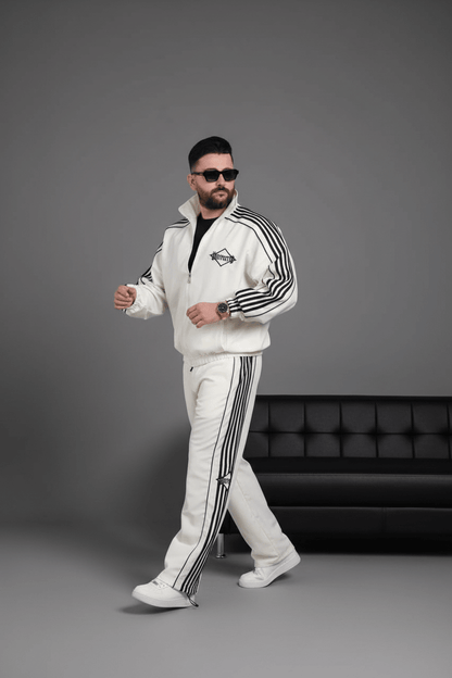 Ensemble Survêtement blanc avec Bandes Blanches HG259 - ZG PREMIUM