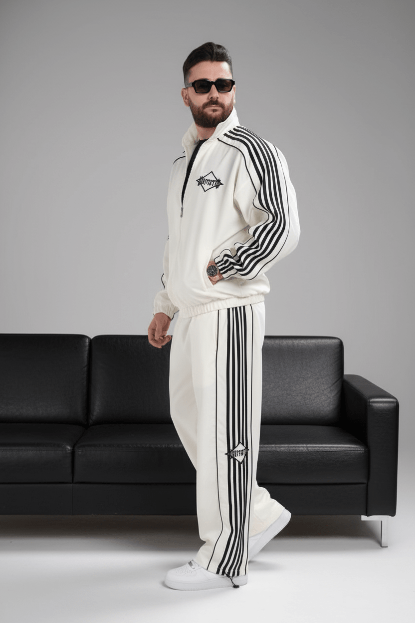 Ensemble Survêtement blanc avec Bandes Blanches HG259 - ZG PREMIUM