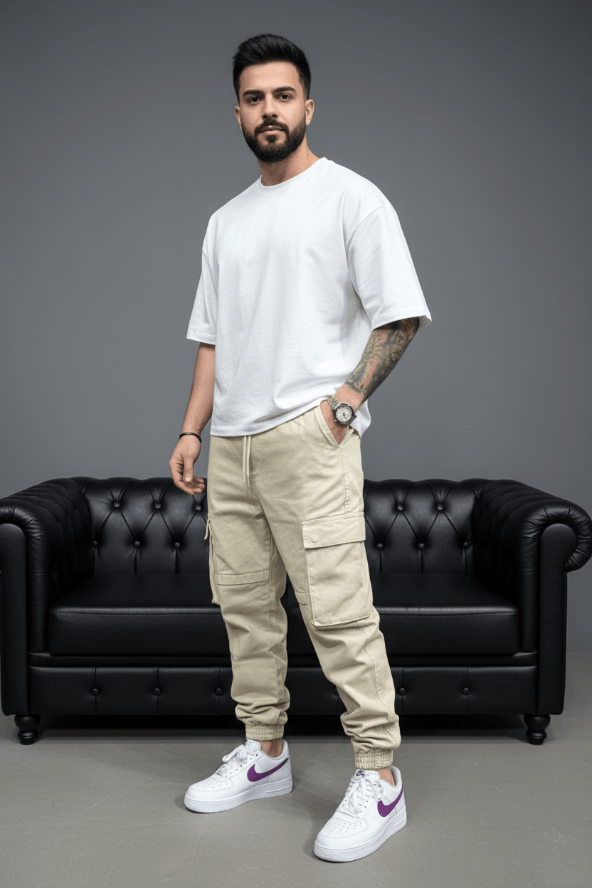 Pantalon Cargo Jogger beige 9000 - ZG PREMIUM