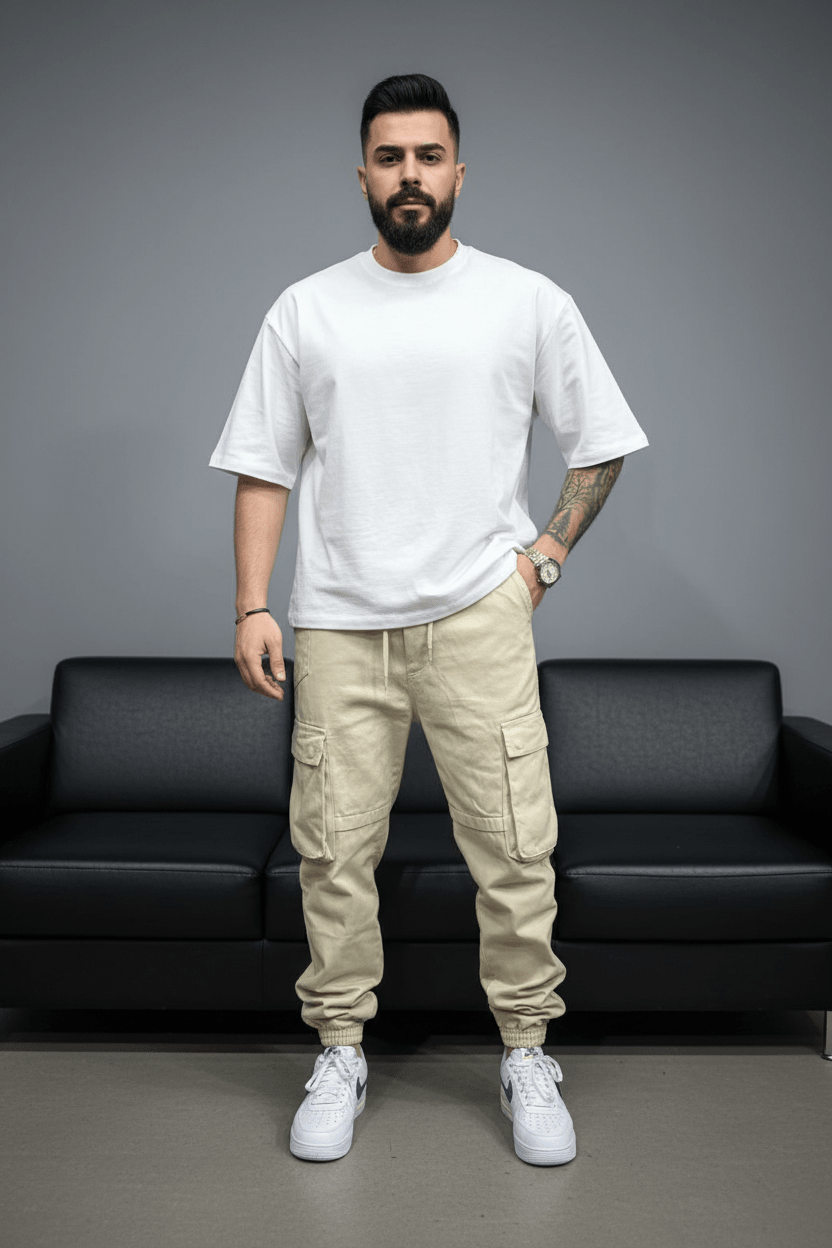 Pantalon Cargo Jogger beige 9000 - ZG PREMIUM