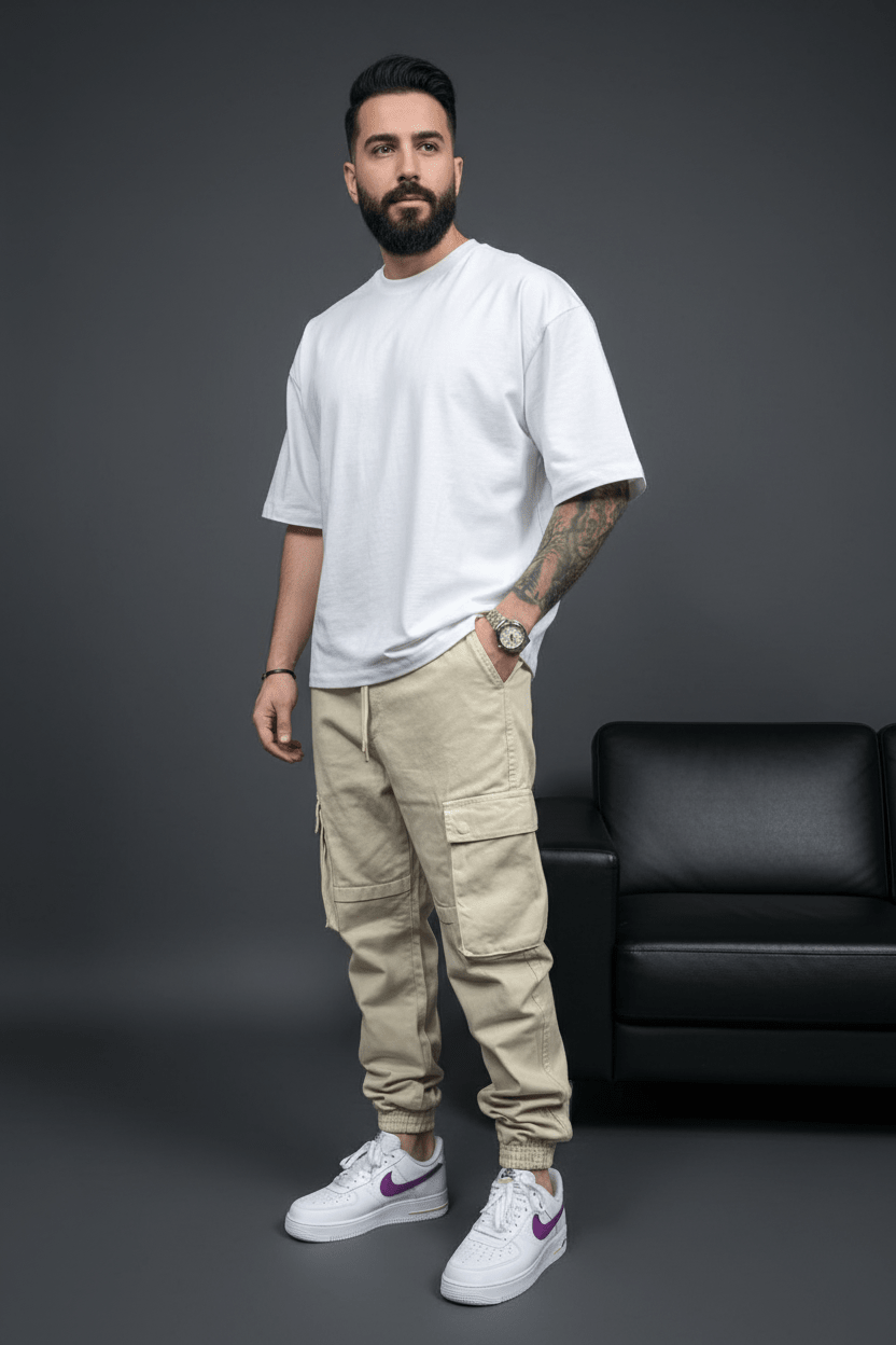 Pantalon Cargo Jogger beige 9000 - ZG PREMIUM