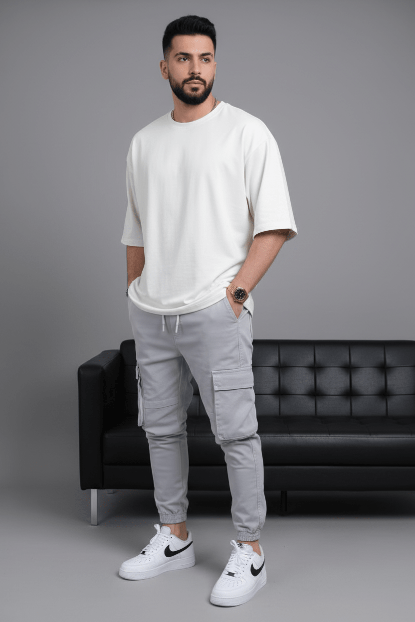 Pantalon Cargo Jogger Gris Clair 9000 - ZG PREMIUM