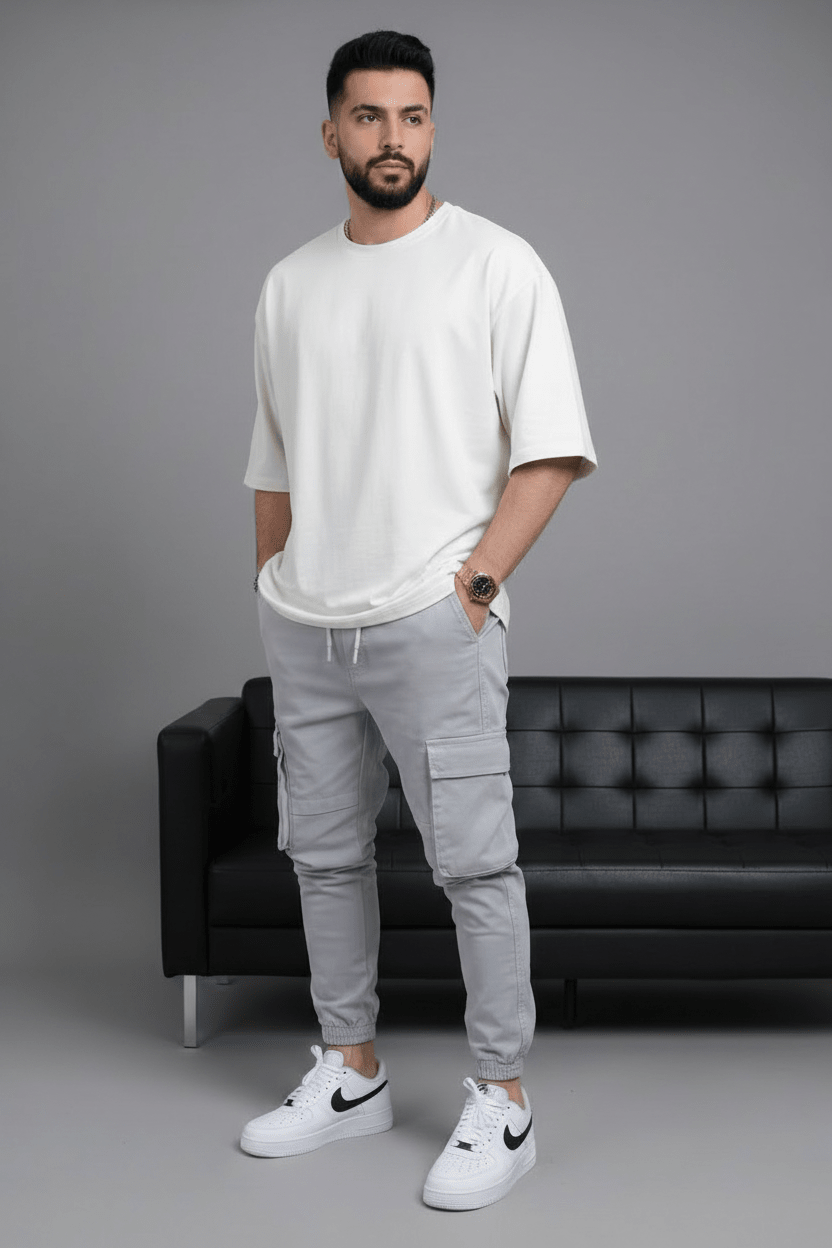 Pantalon Cargo Jogger Gris Clair 9000 - ZG PREMIUM