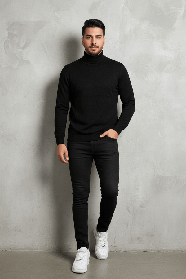 Pull Col Roulé Homme noire 534