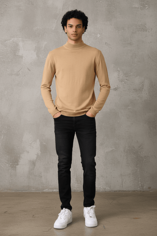 Pull Col Roulé Homme maron 534 - ZG PREMIUM