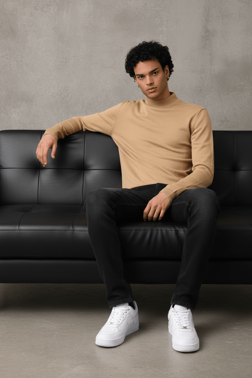 Pull Col Roulé Homme maron 534 - ZG PREMIUM