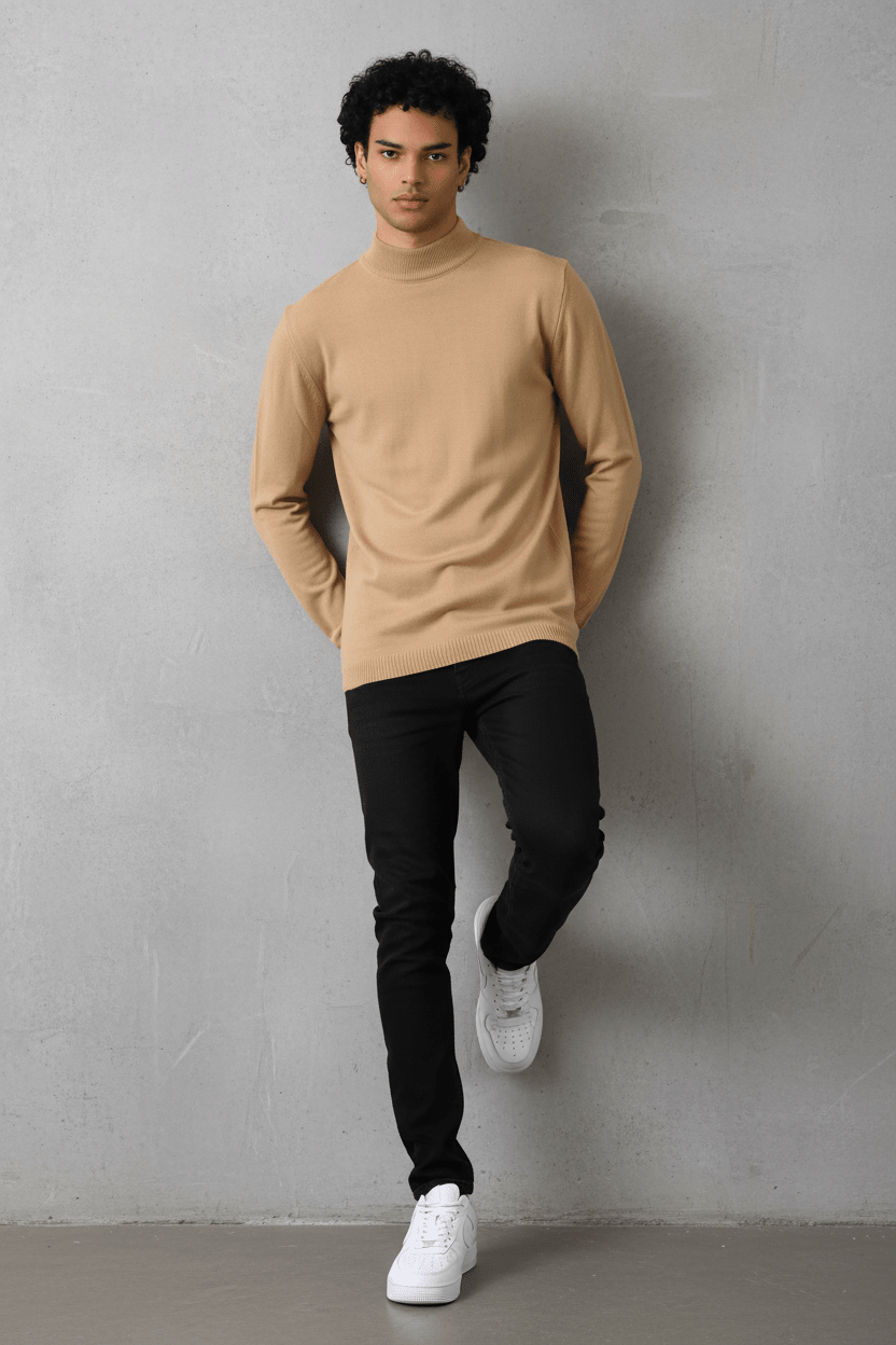 Pull Col Roulé Homme maron 534 - ZG PREMIUM