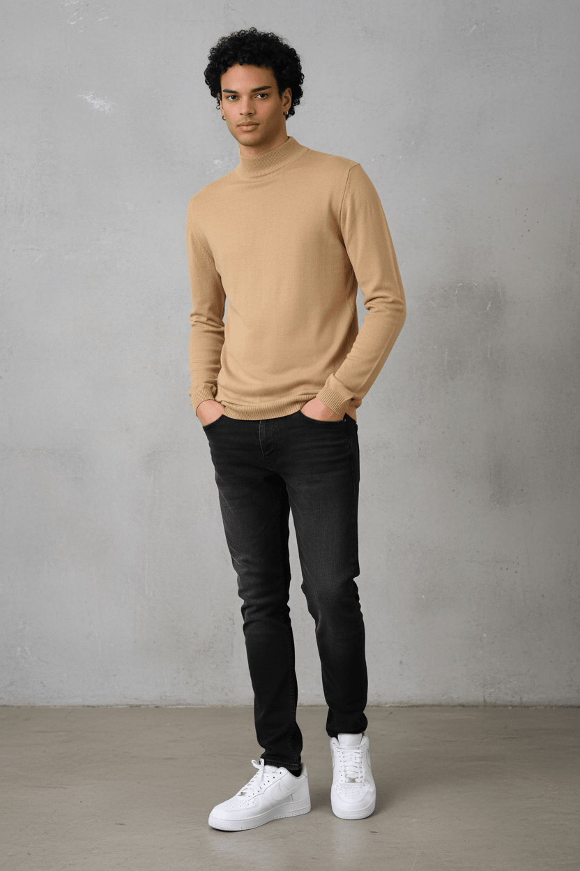 Pull Col Roulé Homme maron 534 - ZG PREMIUM