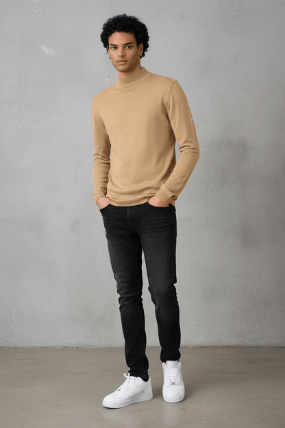 Pull Col Roulé Homme maron 534 - ZG PREMIUM