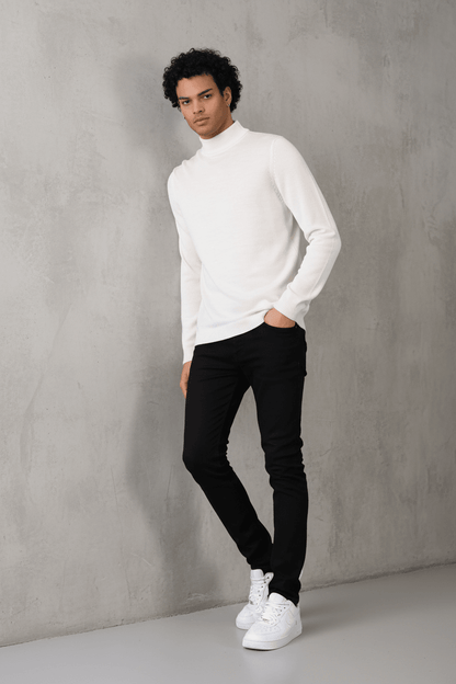 Pull Col Roulé Homme blanc 534 - ZG PREMIUM