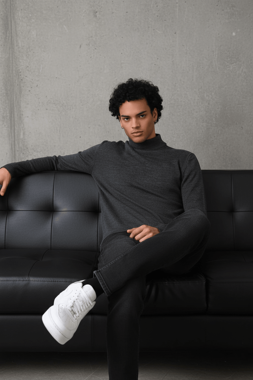 Pull Col Roulé Homme grey 534 - ZG PREMIUM