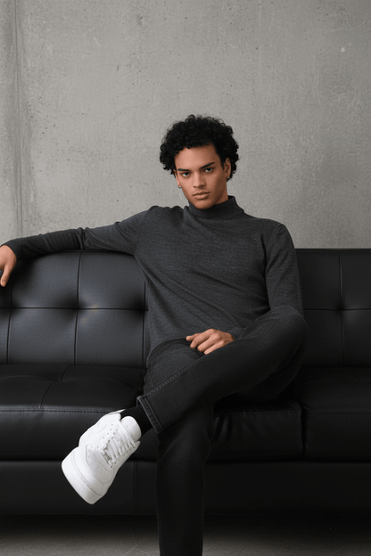 Pull Col Roulé Homme grey 534 - ZG PREMIUM