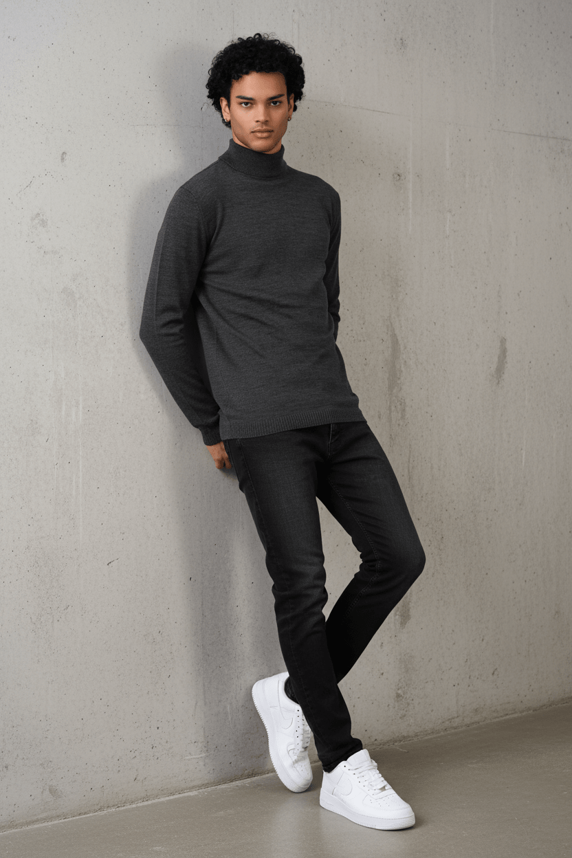 Pull Col Roulé Homme grey 534 - ZG PREMIUM