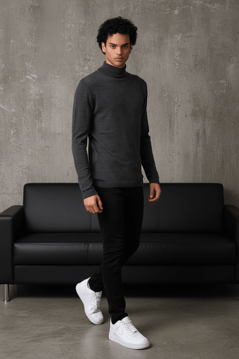 Pull Col Roulé Homme grey 534 - ZG PREMIUM