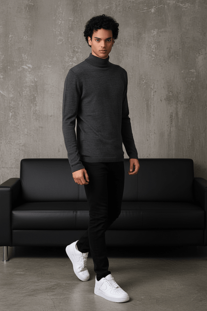 Pull Col Roulé Homme grey 534 - ZG PREMIUM