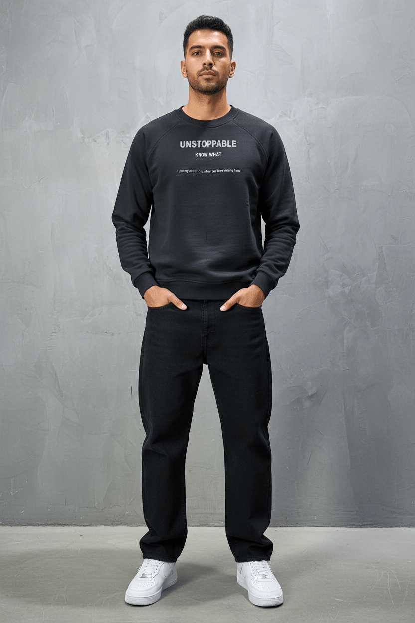 Sweat - Shirt Homme noir "UNSTOPPABLE" - ZG PREMIUM