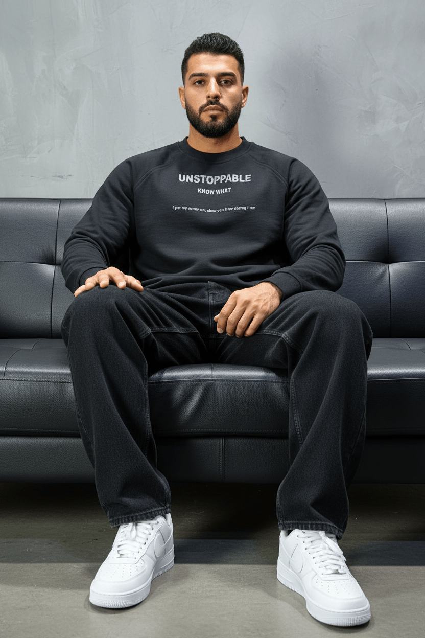 Sweat - Shirt Homme noir "UNSTOPPABLE" - ZG PREMIUM