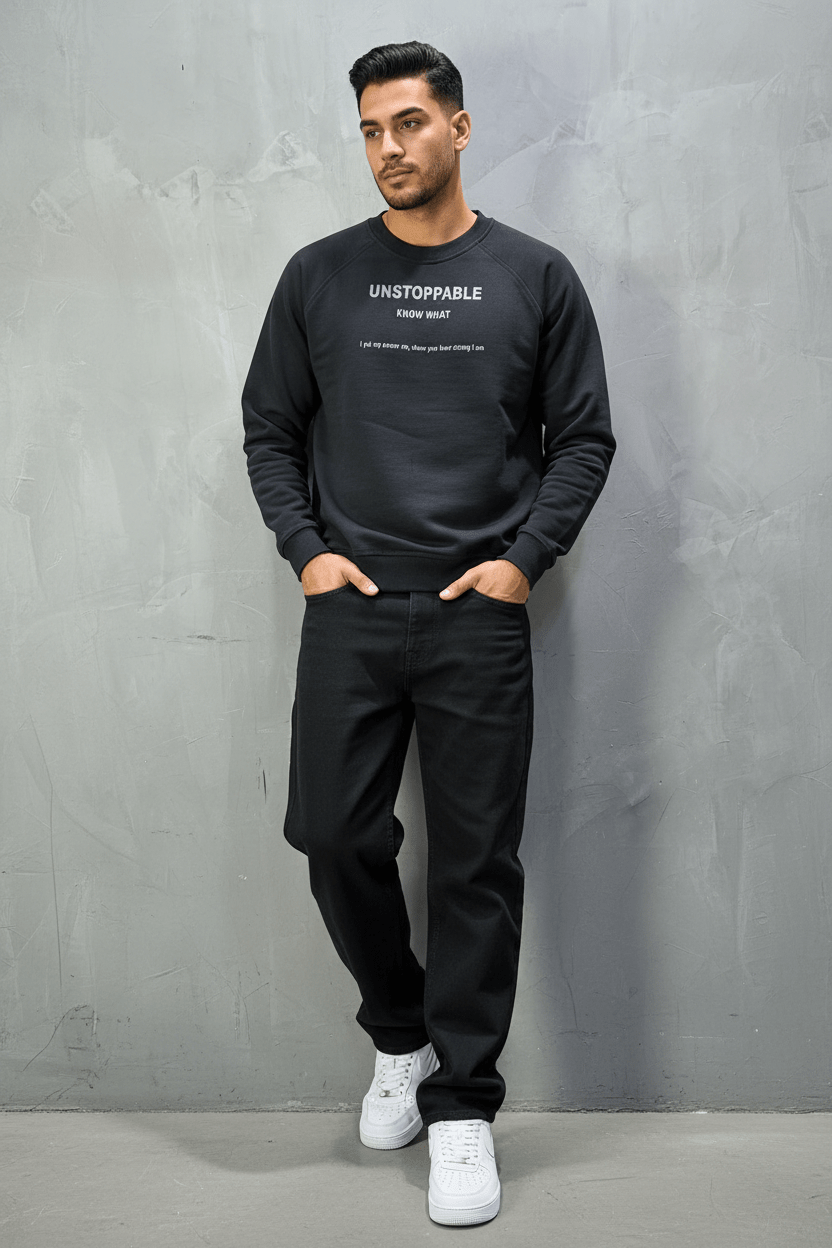 Sweat - Shirt Homme noir "UNSTOPPABLE" - ZG PREMIUM