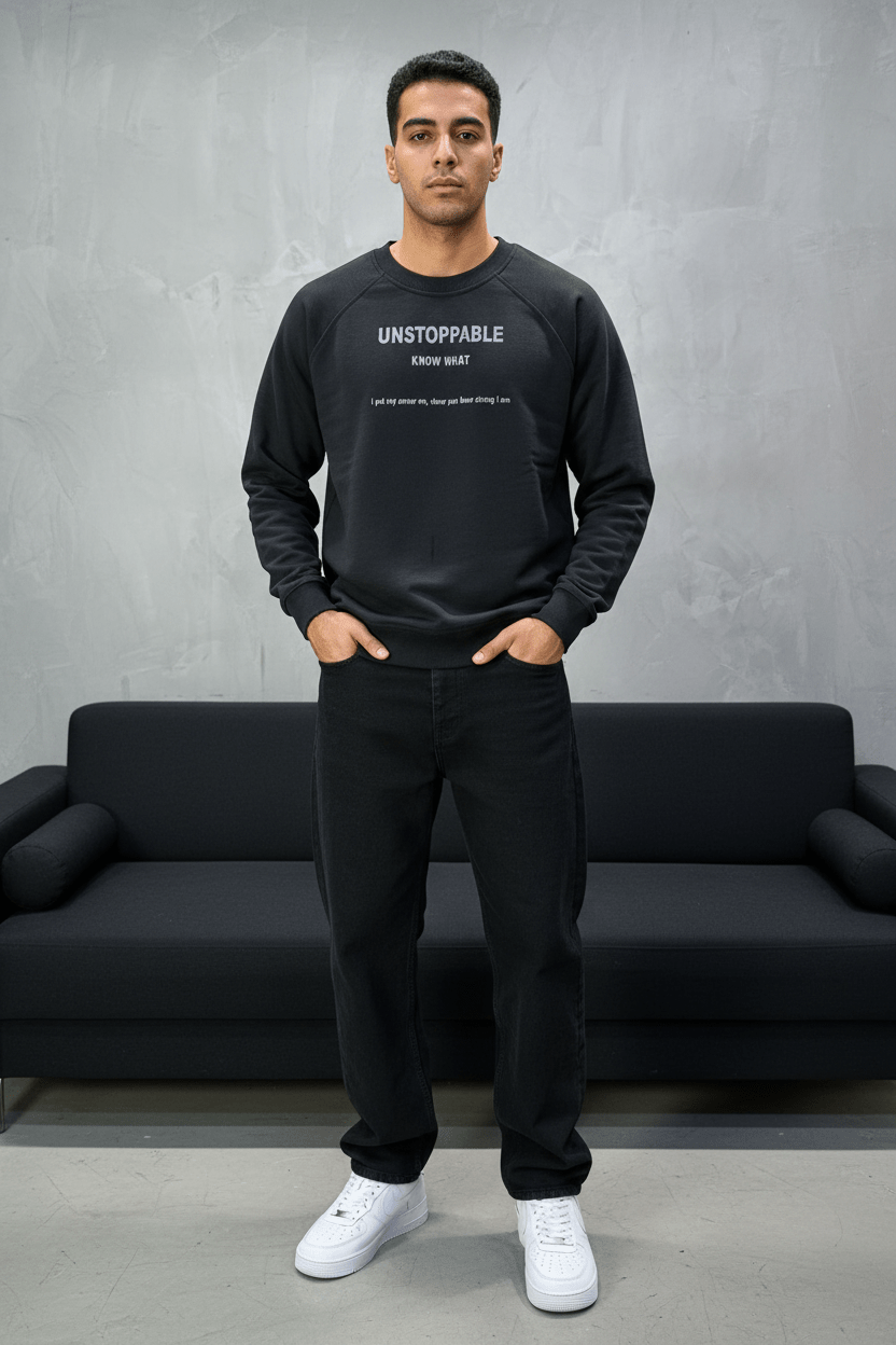 Sweat - Shirt Homme noir "UNSTOPPABLE" - ZG PREMIUM