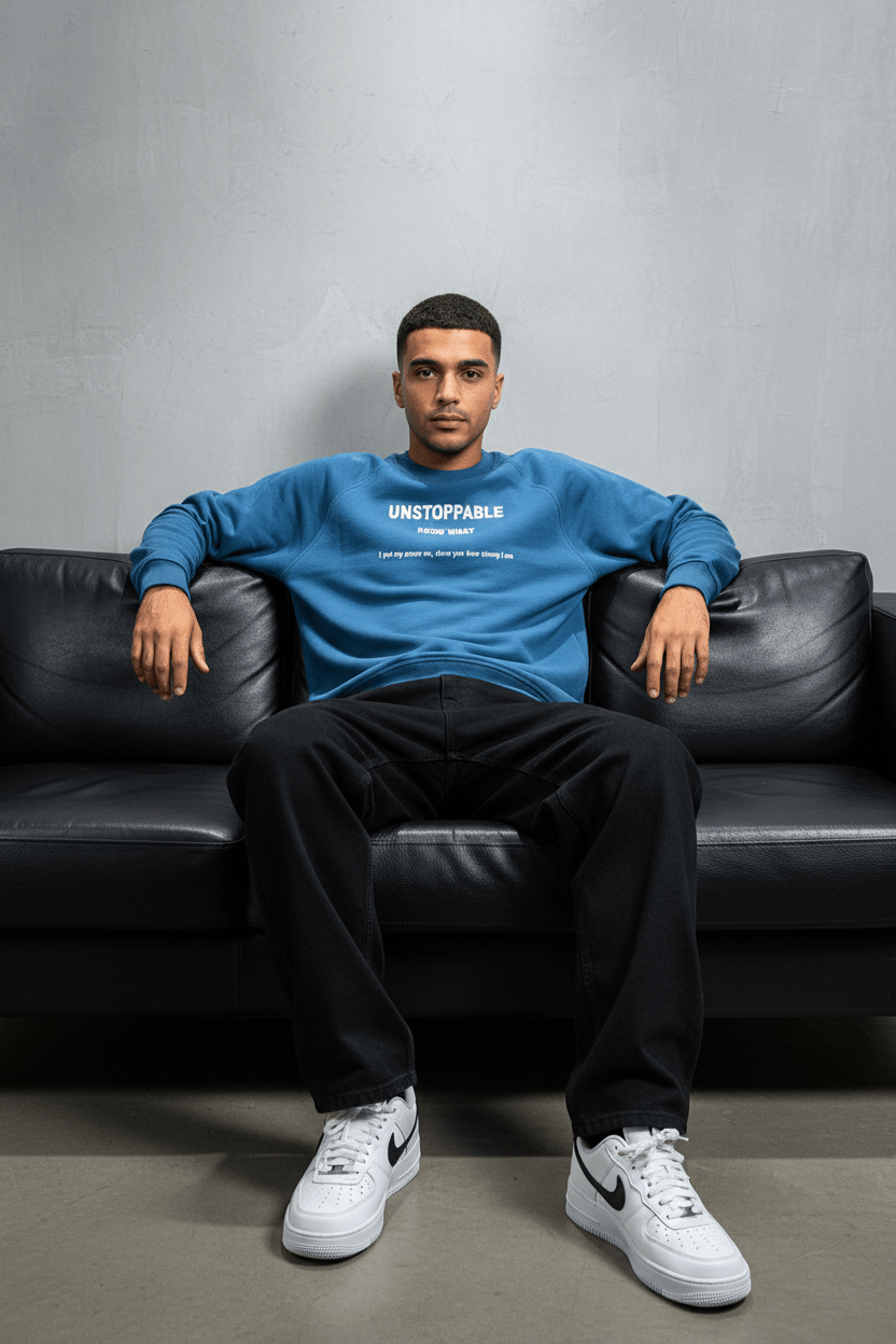 Sweat - Shirt Homme Bleu "UNSTOPPABLE" - ZG PREMIUM