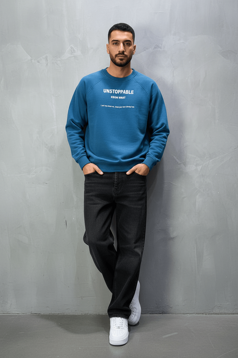 Sweat - Shirt Homme Bleu "UNSTOPPABLE" - ZG PREMIUM