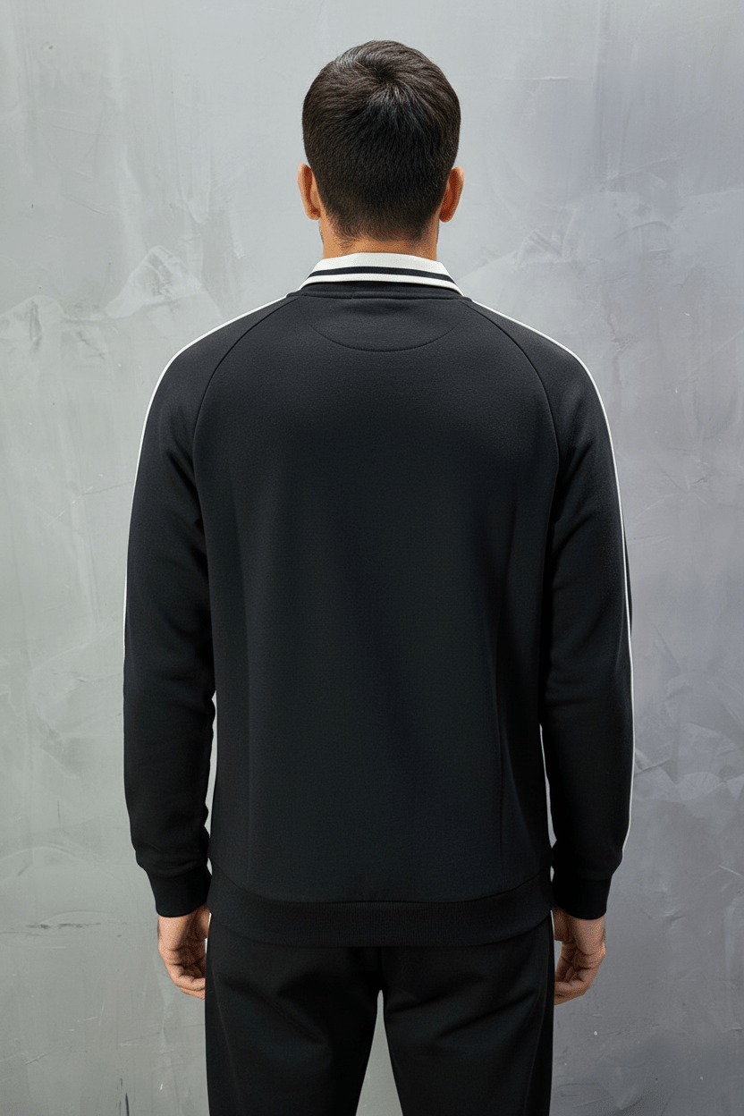 Sweat - Shirt Homme Noir Col Blanc "Royal Style" - ZG PREMIUM