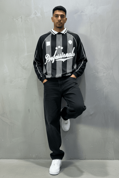 Sweat - Shirt Homme Noir Col Blanc "Royal Style" - ZG PREMIUM