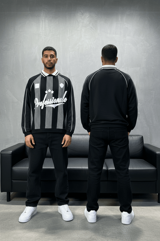 Sweat - Shirt Homme Noir Col Blanc "Royal Style" - ZG PREMIUM