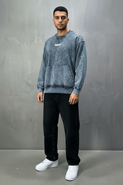 Sweat - Shirt Homme Bleu Délavé "Square" - ZG PREMIUM