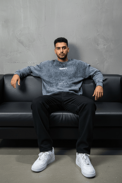 Sweat - Shirt Homme Bleu Délavé "Square" - ZG PREMIUM