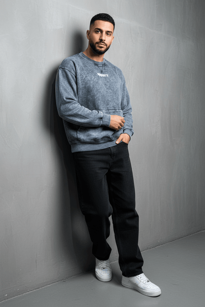 Sweat - Shirt Homme Bleu Délavé "Square" - ZG PREMIUM